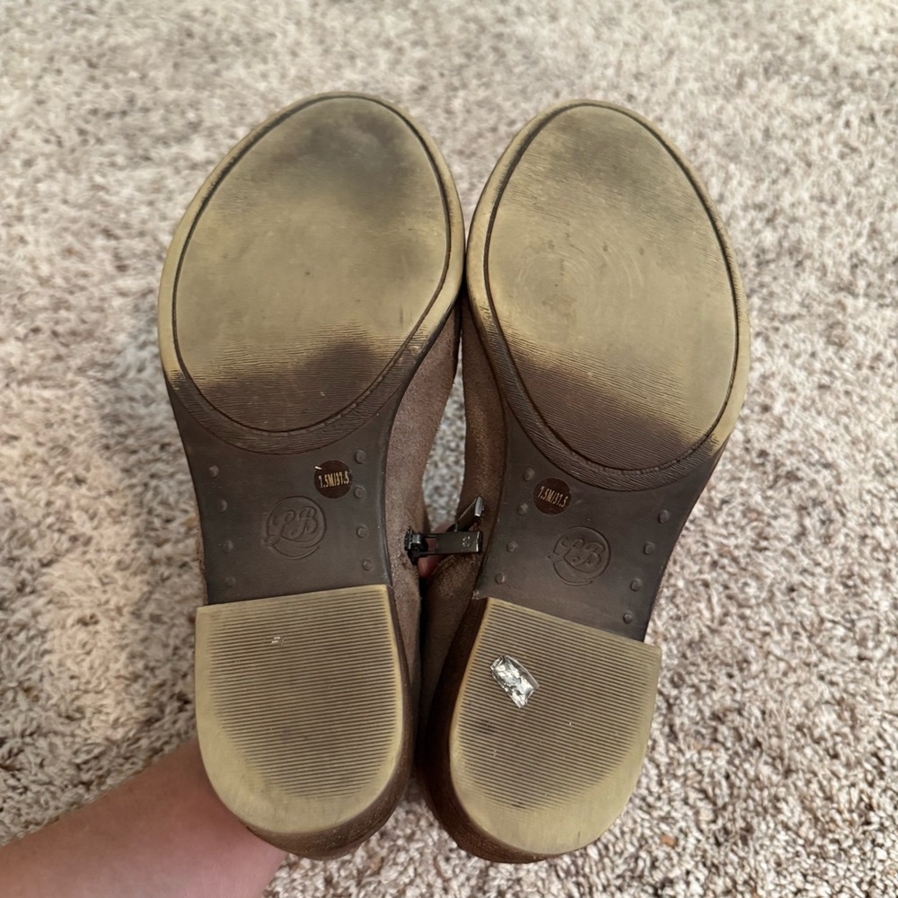 Lucky Brand Brown Ankle Booties with Suede Texture - Picture 5 of 6